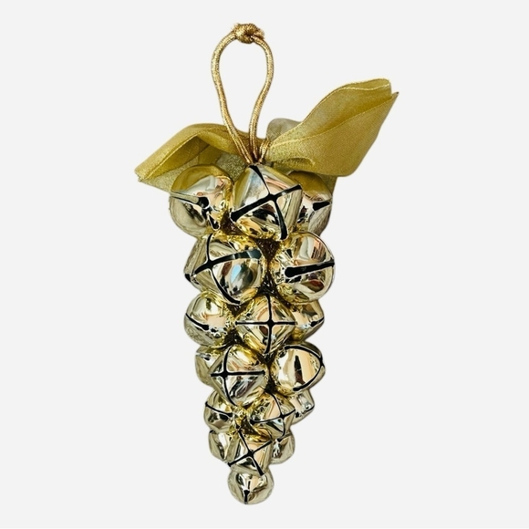 VNTG Jingle Bells Ornament Gold Metal Jingle Bell Grape Cluster Ornament Decor - Picture 3 of 4